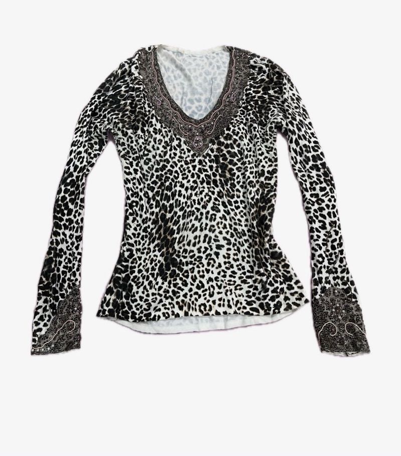 Y2K Leopard print top