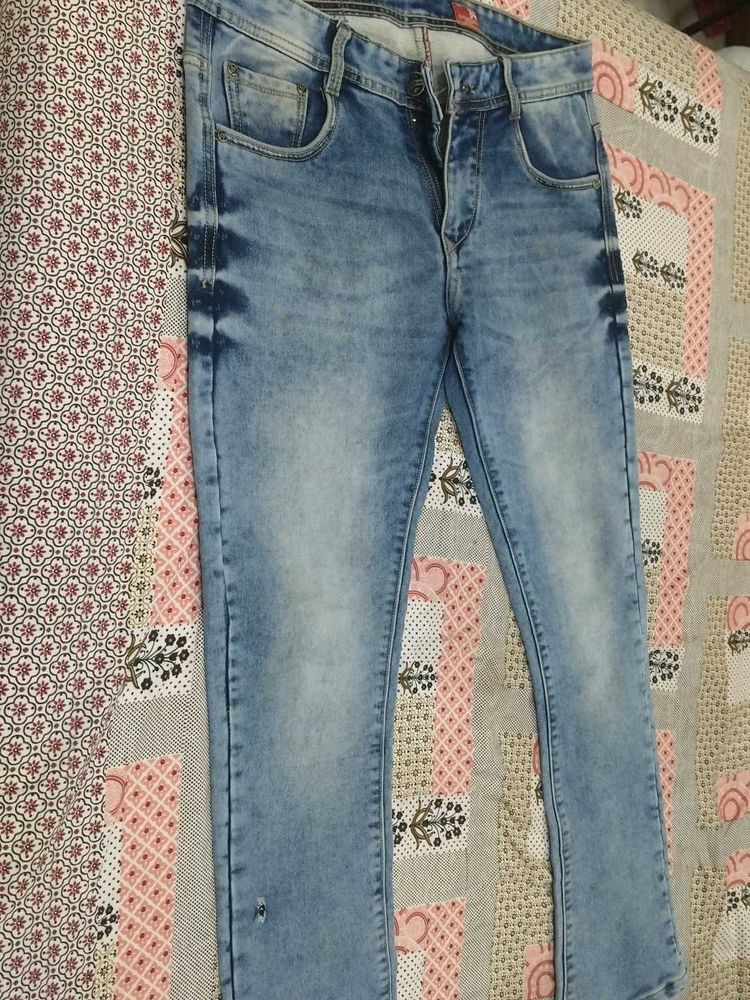 Stylish Blue Acid Wash Jeans