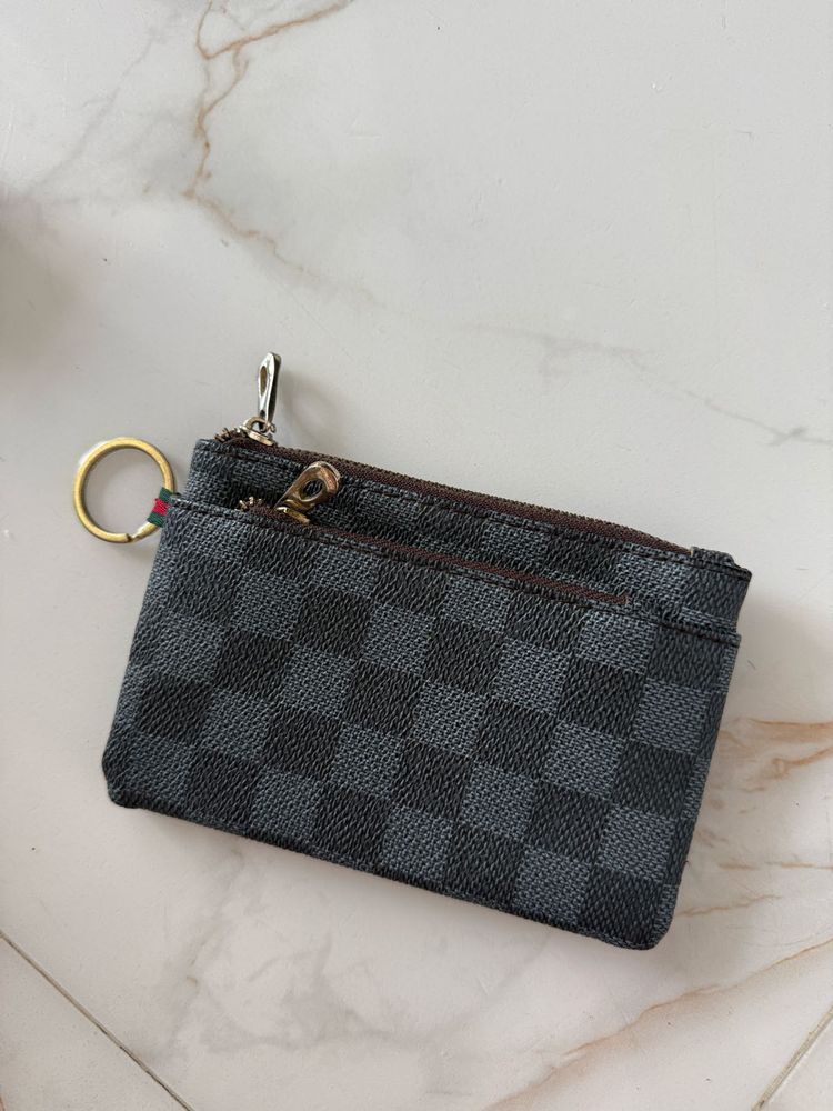 Designer Checkered Coin Pouch
