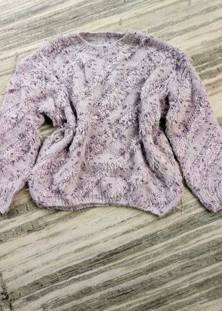 Cozy Textured Knit Sweater purple mauve