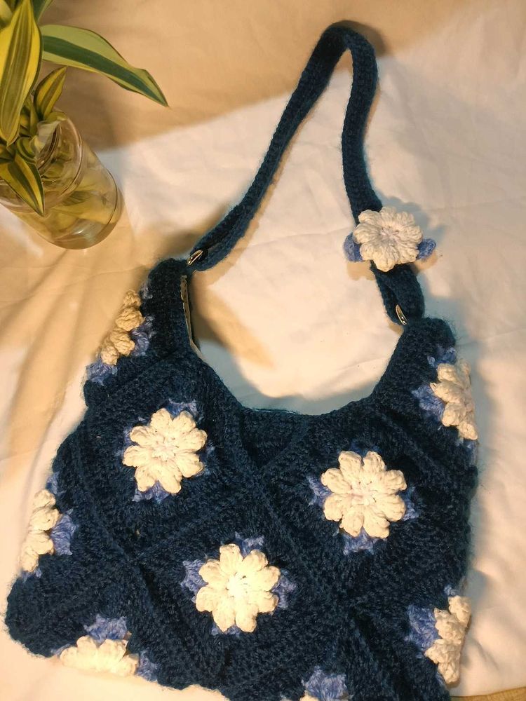 Handmade Crochet Flower Shoulder Bag