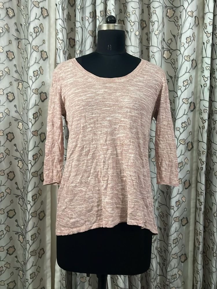 Light Pink Marled 3/4 Sleeve Top