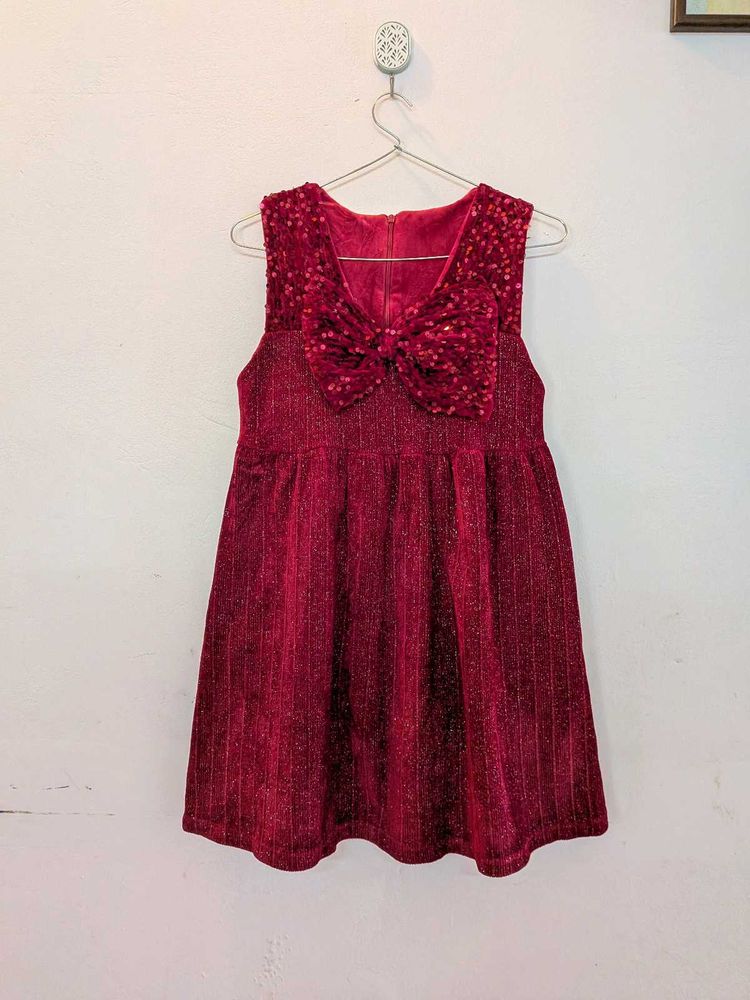 Sparkly Red Party Dress with Bow