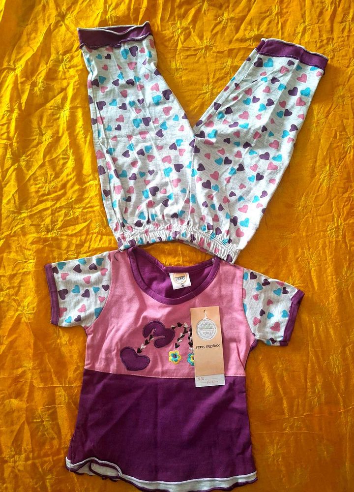 Cute Heart Print Pajama Set