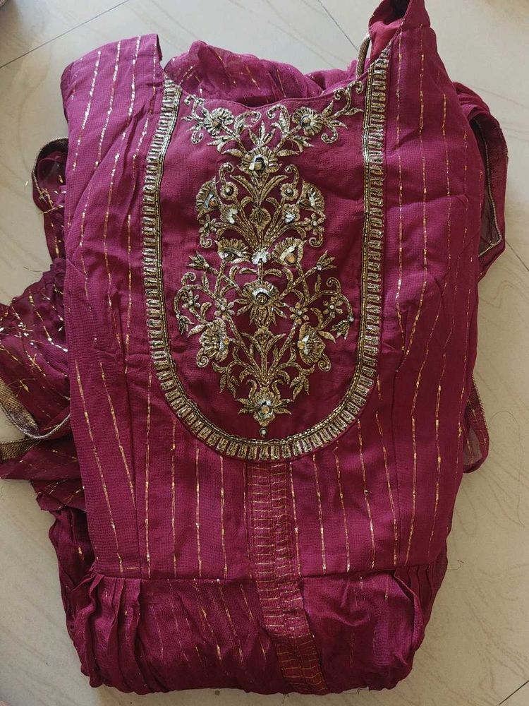 Embellished Maroon Kurta Set