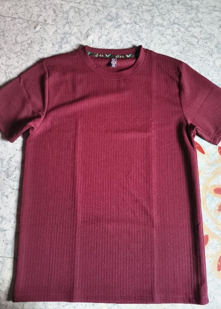 Maroon Ribbed T-Shirt