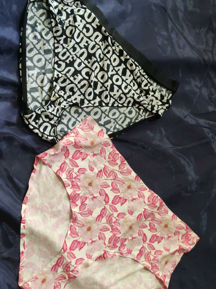 Cute Floral &amp; Text Print Panties (2 Pairs)