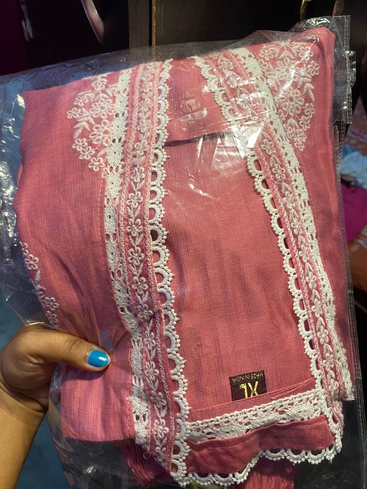New  Pink white Lace Kurta set
