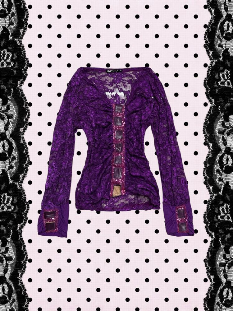 Purple Whimsical sequin embellished top
