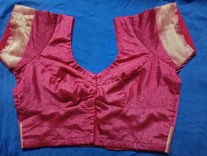 Elegant Maroon Silk Blouse(with margin)
