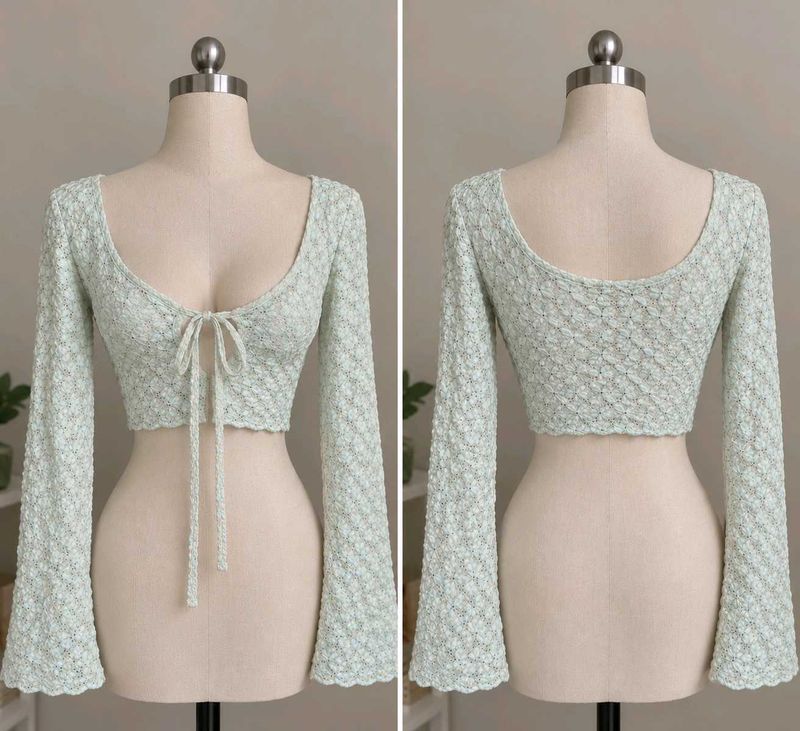 Cute Crochet Crop Top with Bell Sleeves