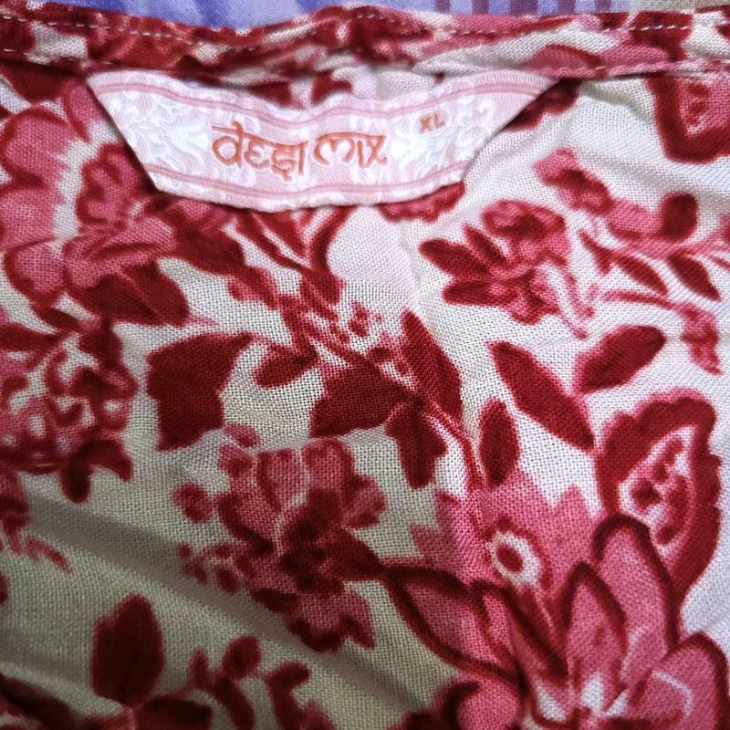 Floral Casual Print Maroon Kurti