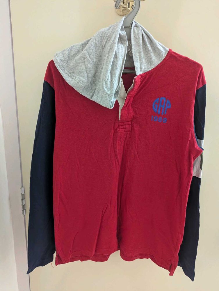Men's Colorblock Hooded Henley Shirt