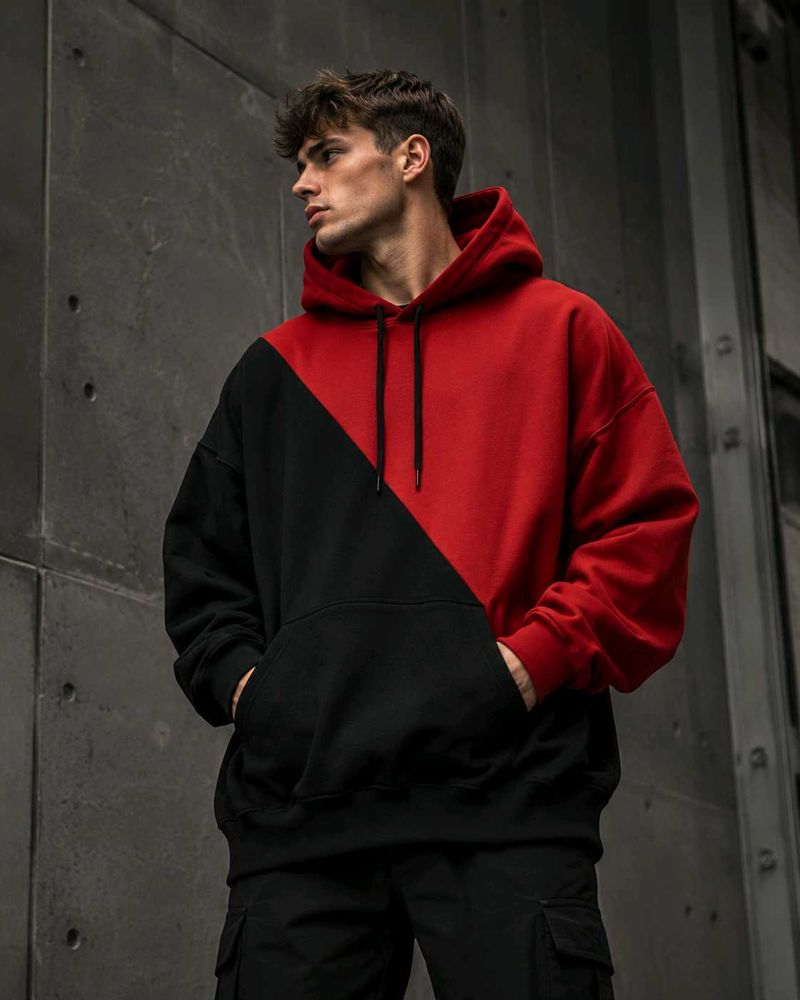 mens new hoodie red and black colour combination g
