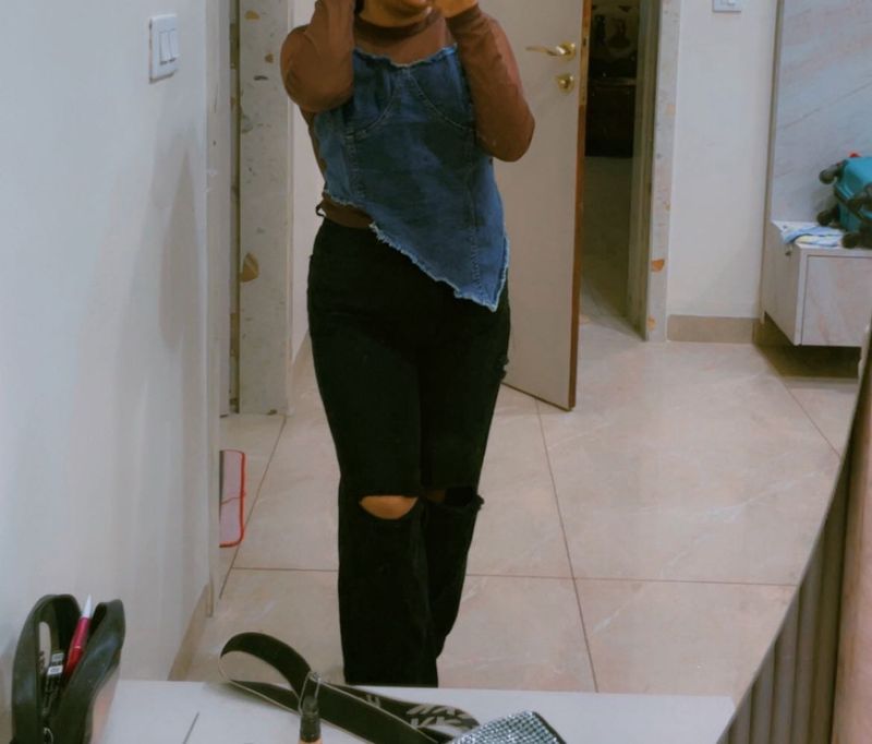 Trendy Denim Top &amp; Jeans Set