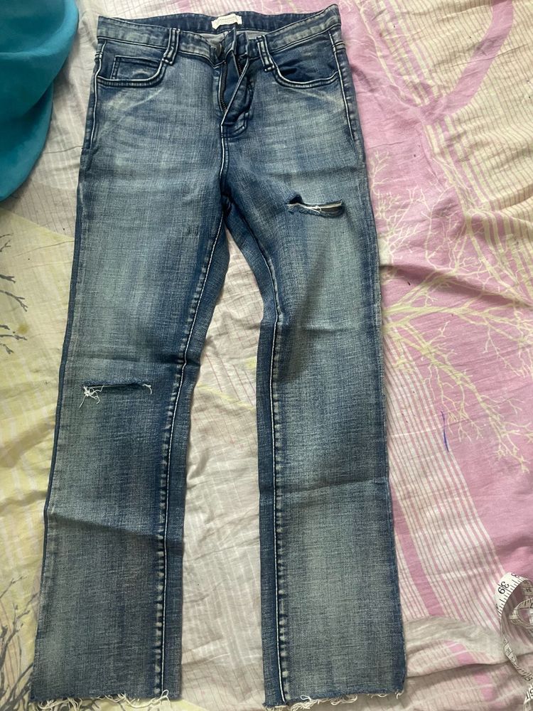 Ripped Hem Jeans