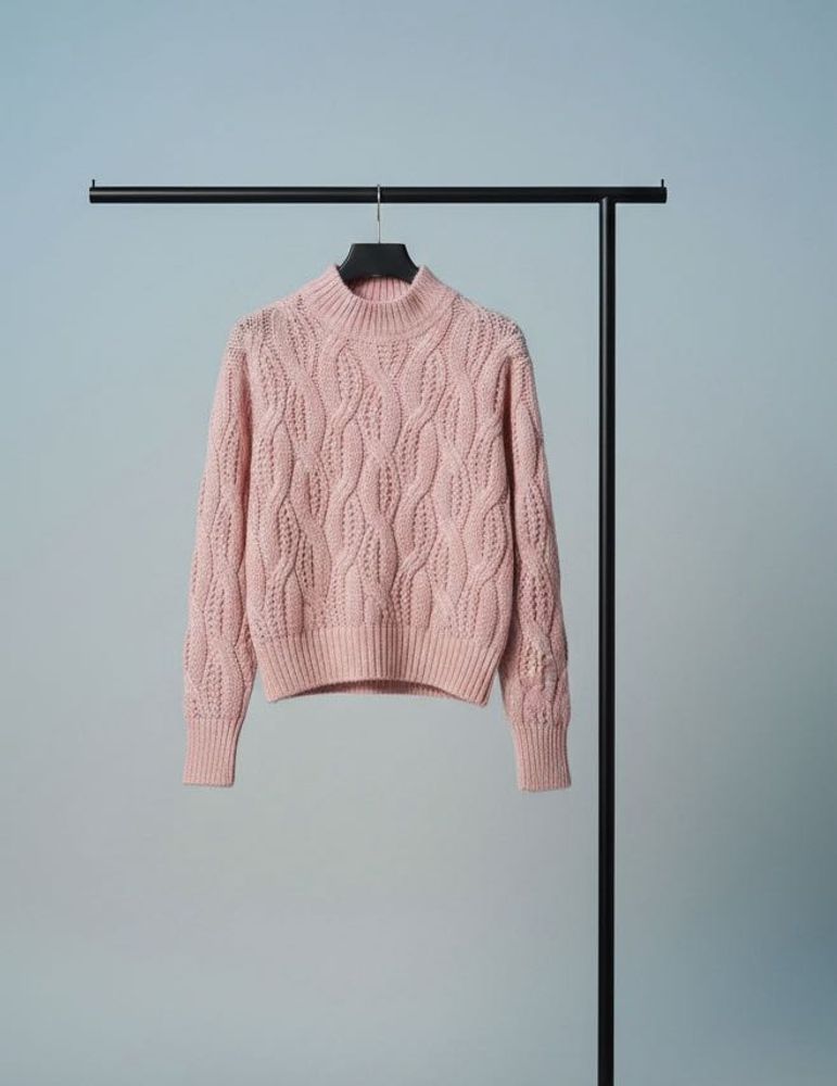 Dusty Rose Cable Knit Sweater