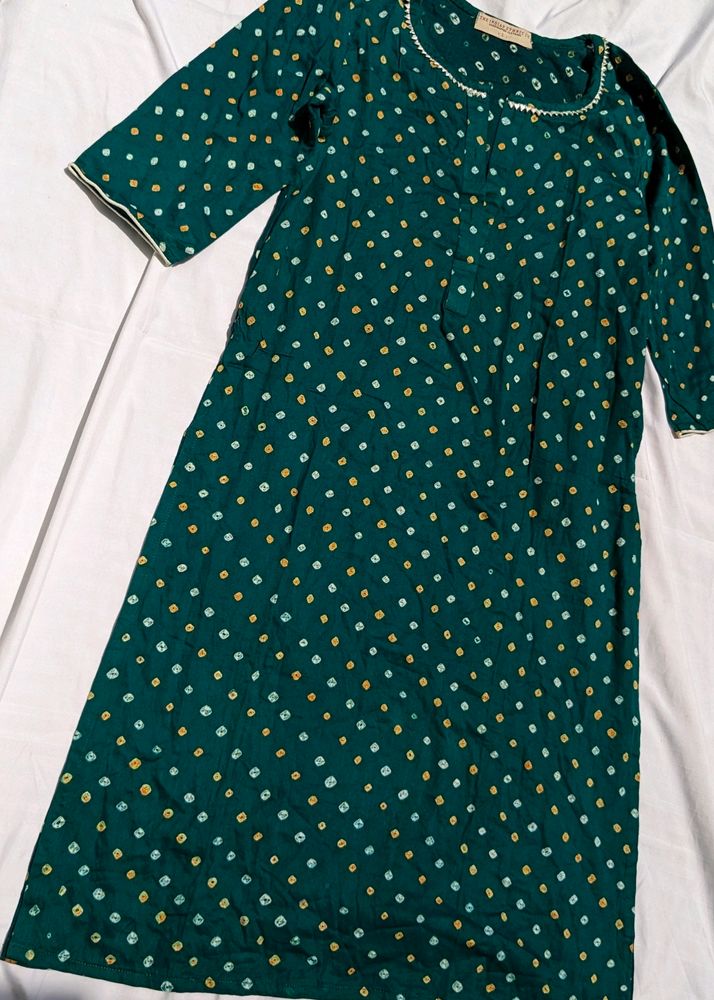 Green Printed Kurta