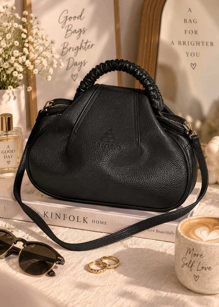 Chic Black Faux Leather Handbag