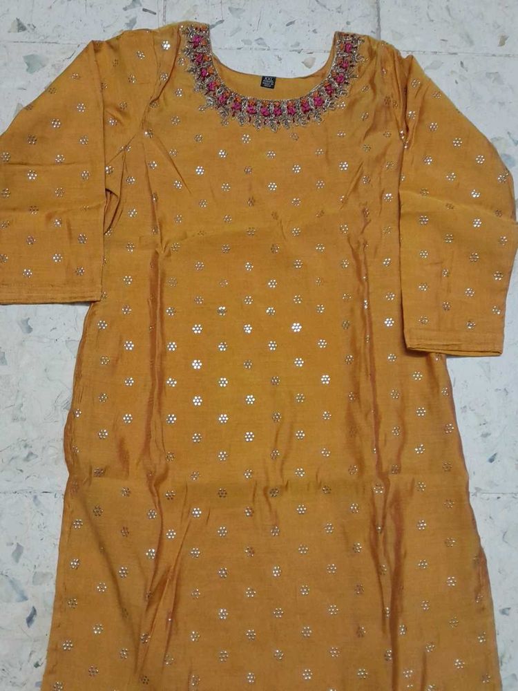 Embroidered Kurta Mustard