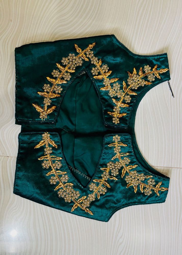 Emerald Green Embroidered Blouse