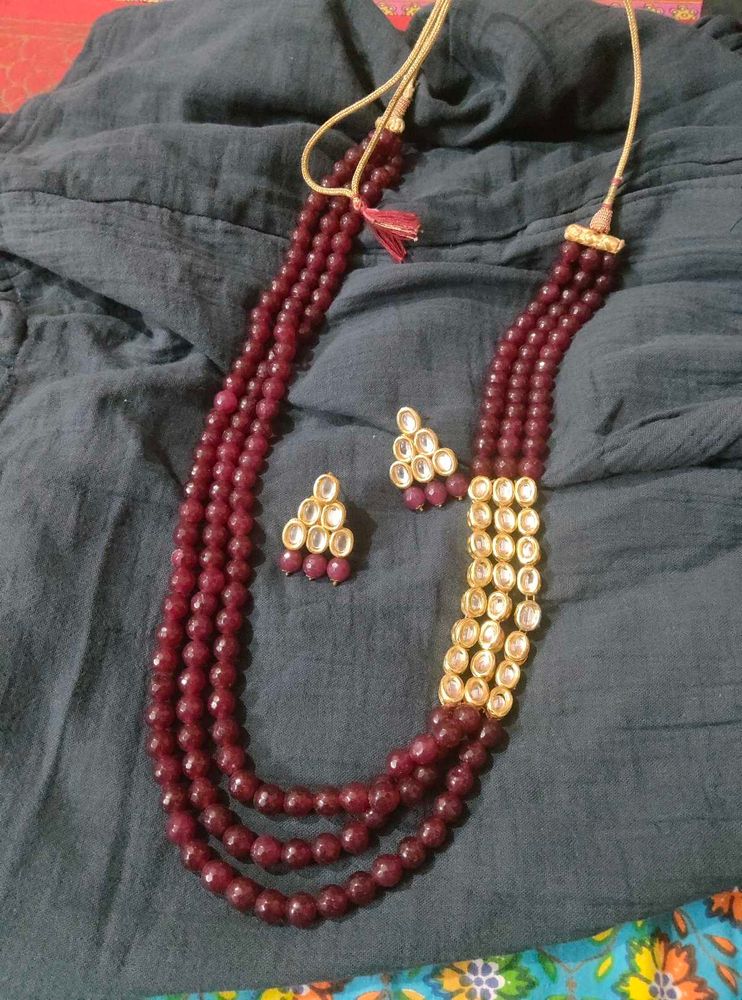Elegant Beaded Necklace and Earring Set