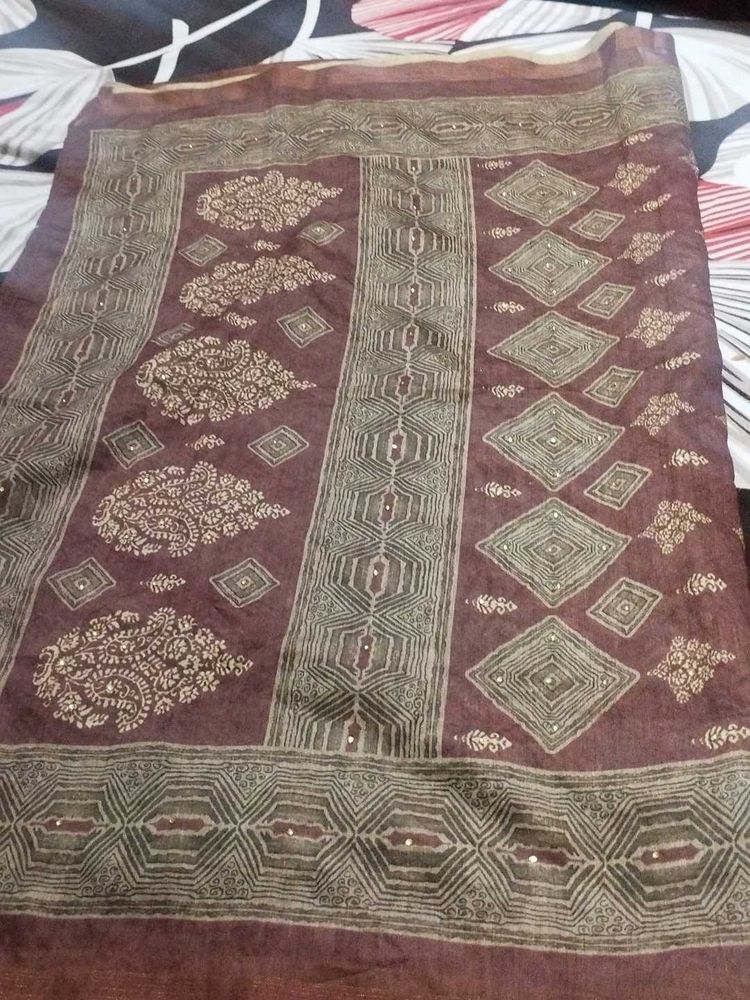 Brown Beautiful Dupatta ( Like Dress Material)