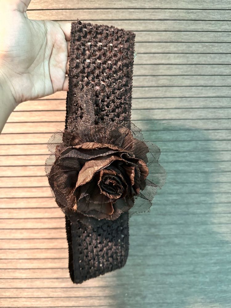 Brown Crochet Belt with Flower