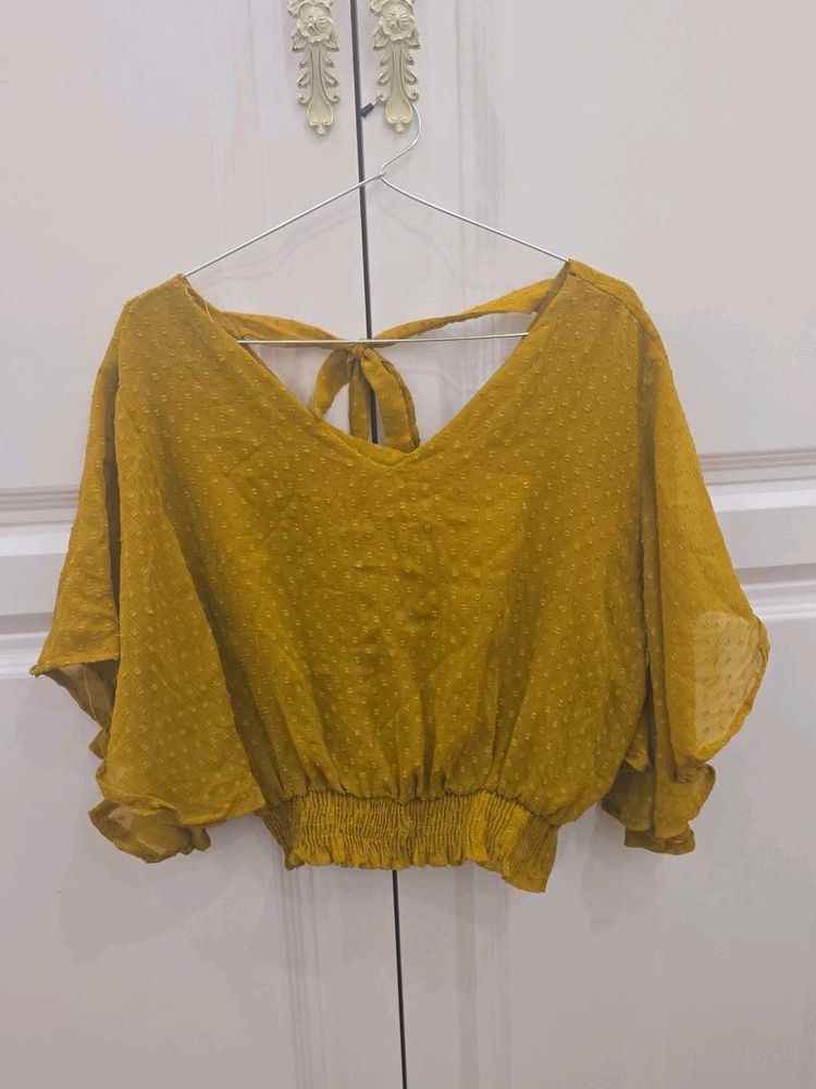 Ruffle Back Tie Top