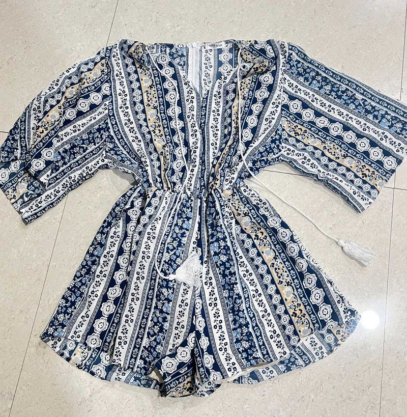 Boho Print Romper with Tassels