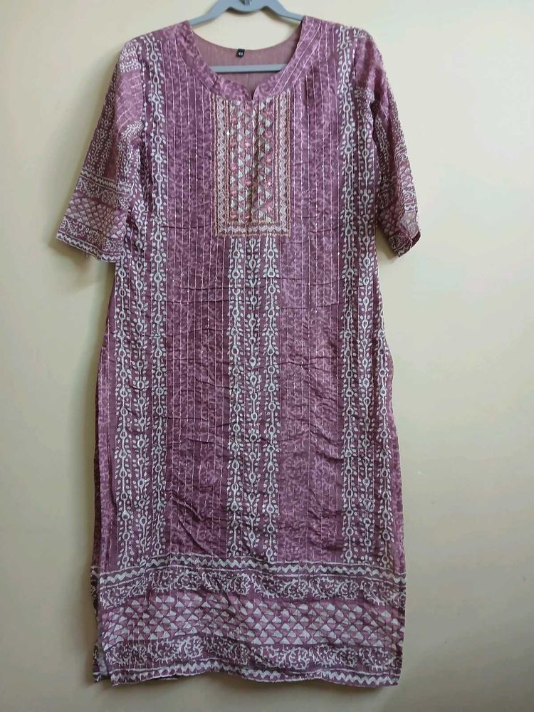 Three piece Pink Printed kurta