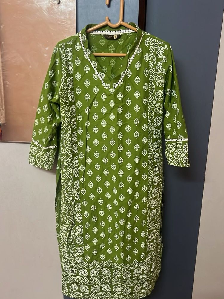 Vibrant Green Printed Kurta