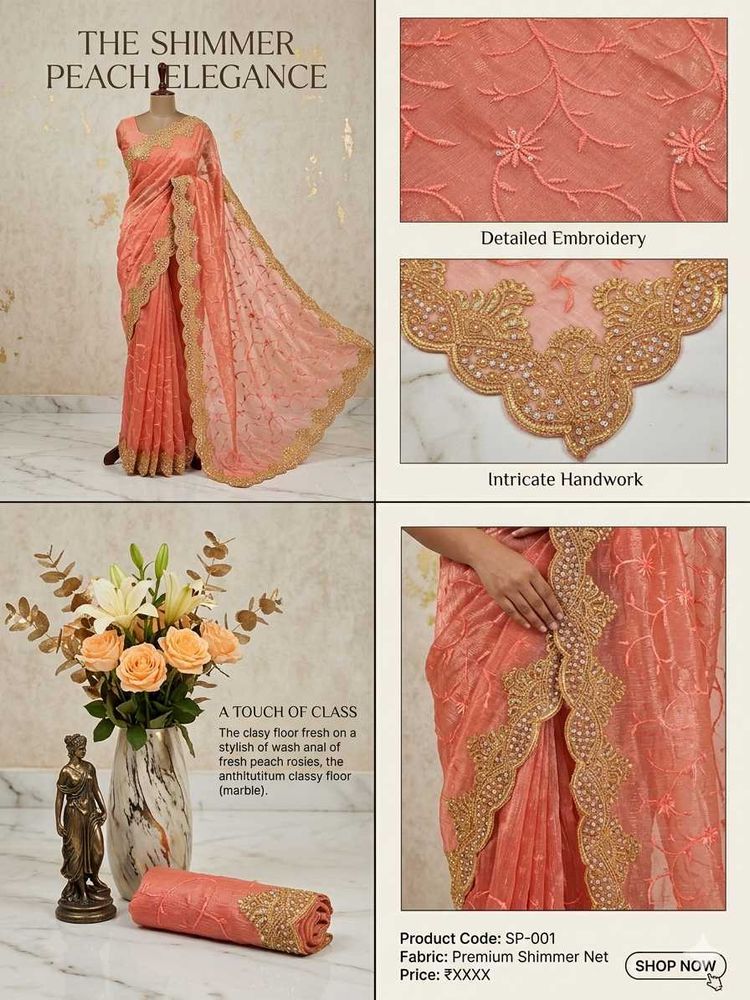 Net embroidery elegance Saree