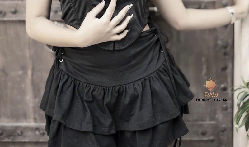 Black Ruffle Mini Skirt