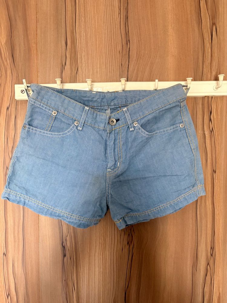 Cotton denim shorts