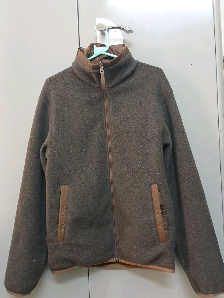 Brown Fleece Zip-Up Two-in-one  Jacket