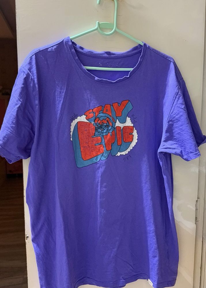 Purple Oversized "Stay Epic" Graphic T-Shirt