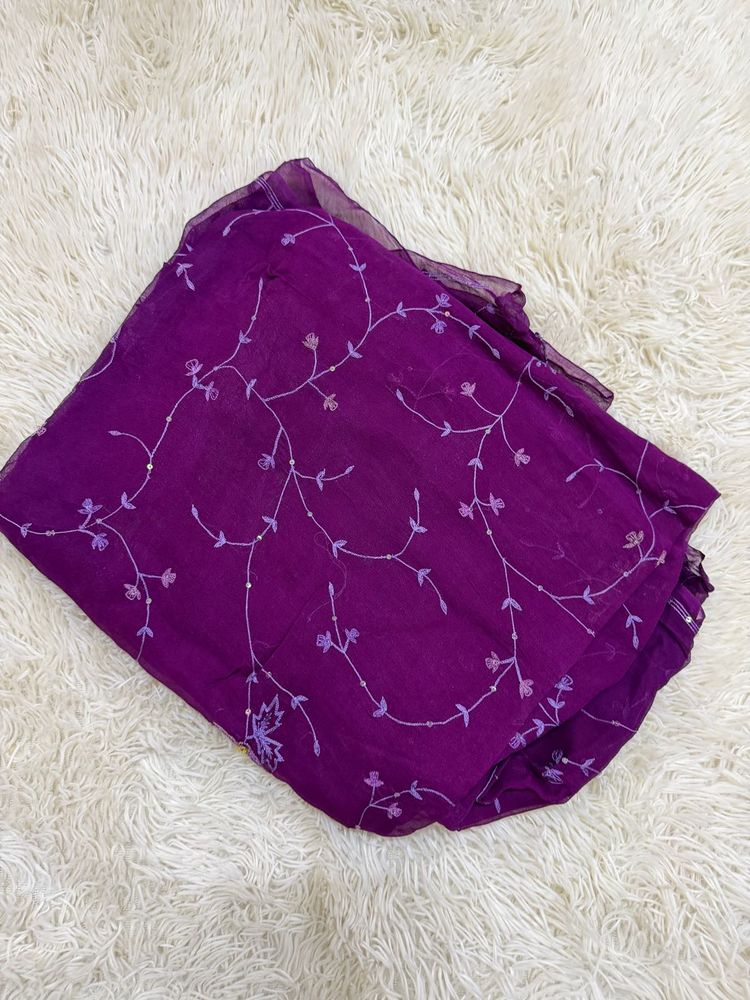 Beautiful Embroidered Purple Saree