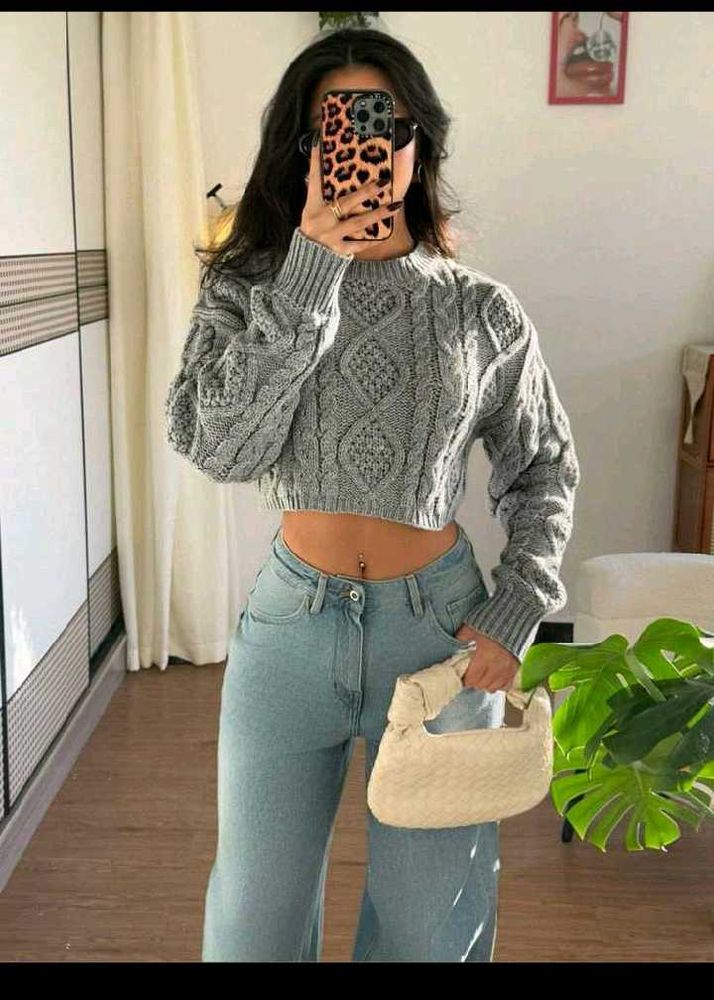 Cropped Knit Sweater