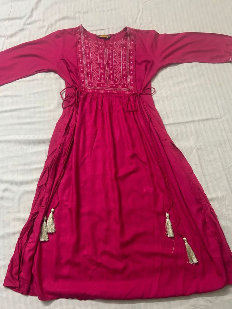 Pink Embroidered Kurta Dress