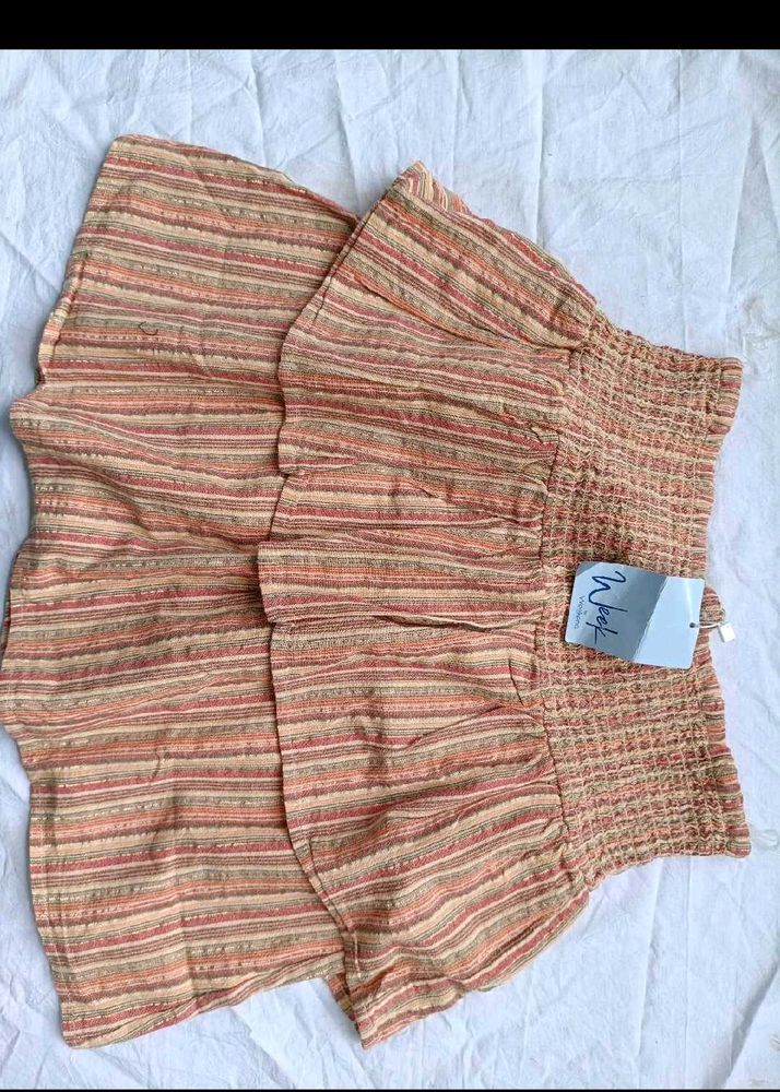 Boho Striped Smocked Waist Mini Skirt