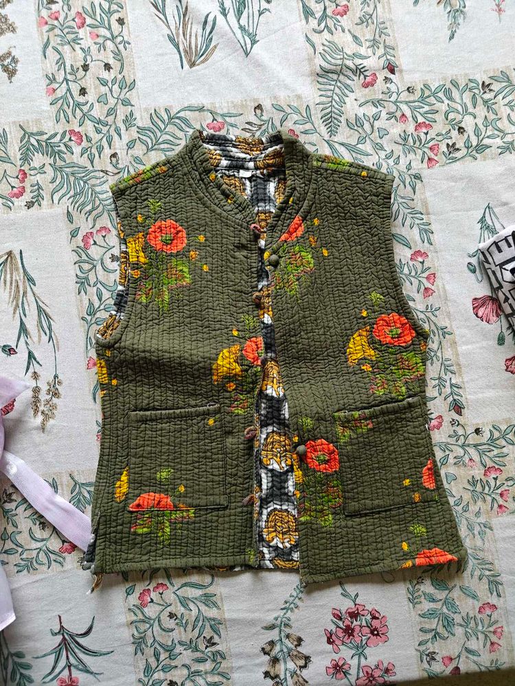Boho Quilted Floral Vest