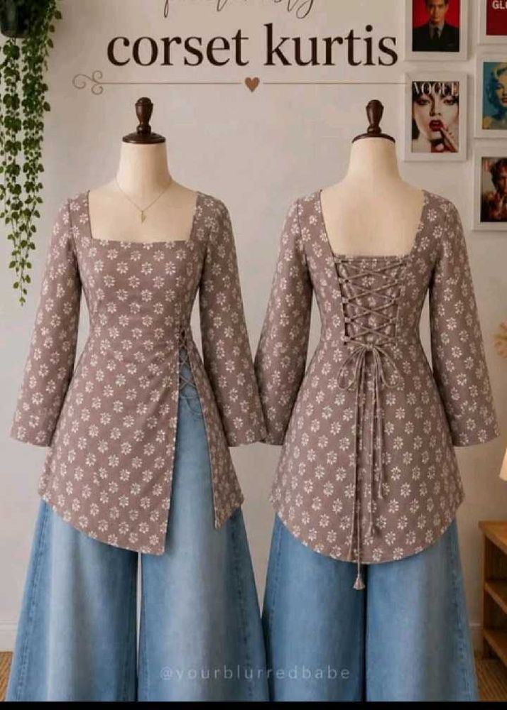 Black corset back Kurta with Square Neck
