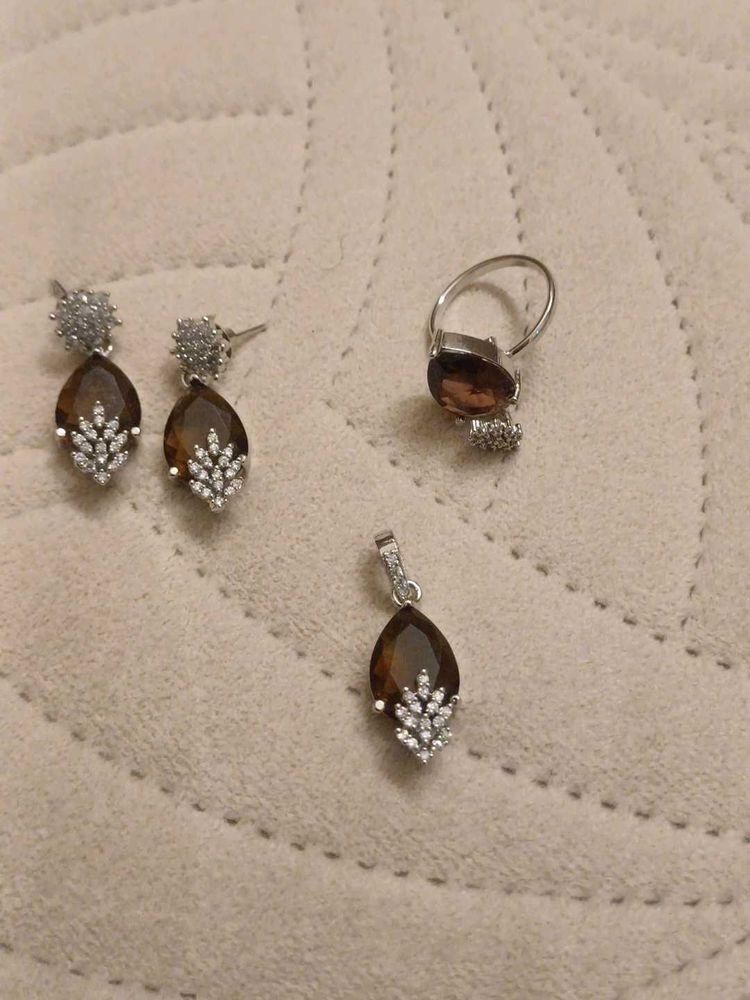 brown Gemstone Jewellery Set