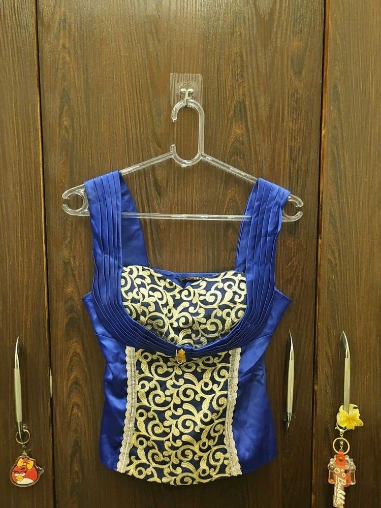 Royal Blue corset Embroidered Blouse