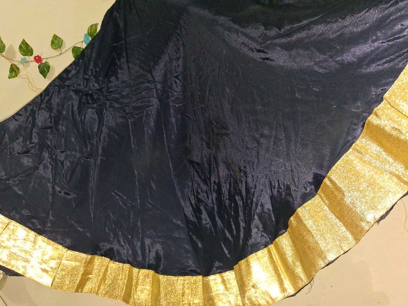Elegant Black Skirt with Gold Border