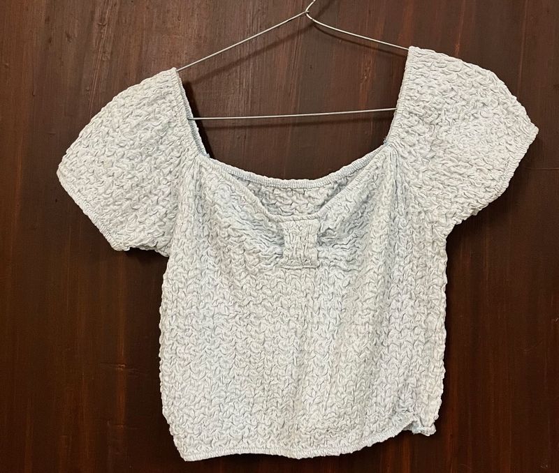 Cute Textured Puff Sleeve Top