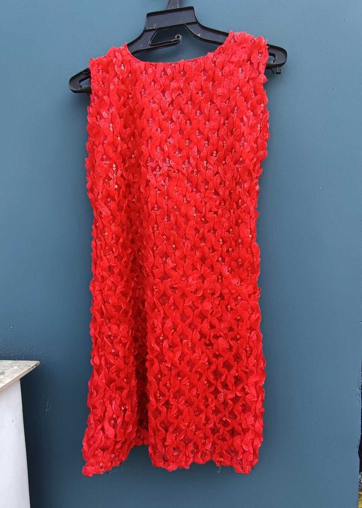Red Floral Sleeveless Mini Dress