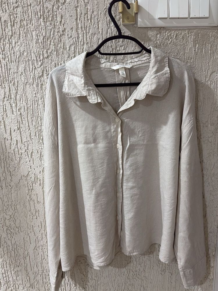 Casual Linen Blend Button-Up Shirt