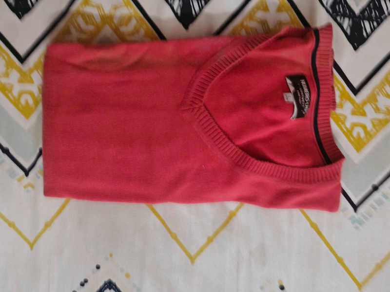 V-Neck Coral Sweater,Size L